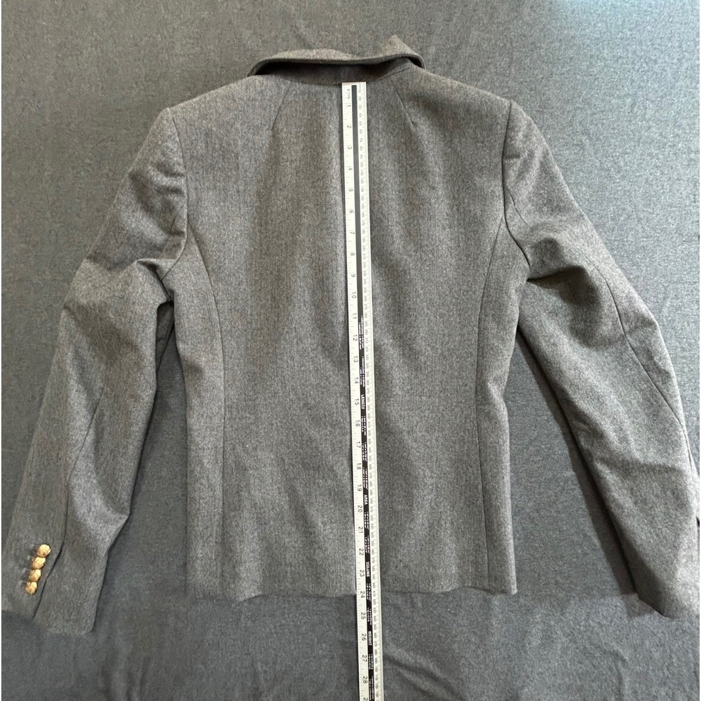 J.Crew Schoolboy Blazer Women 6 Gray Wool Gold Crest Button Jacket - Picture 13 of 14